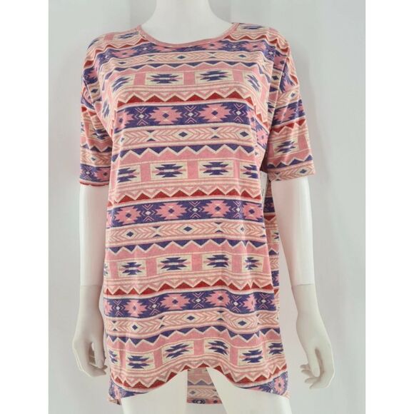 LULAROE Pink Aztec Print Sz XS Stretchy Oversized High Low IRMA Shirt NEW NWT - Picture 1 of 3
